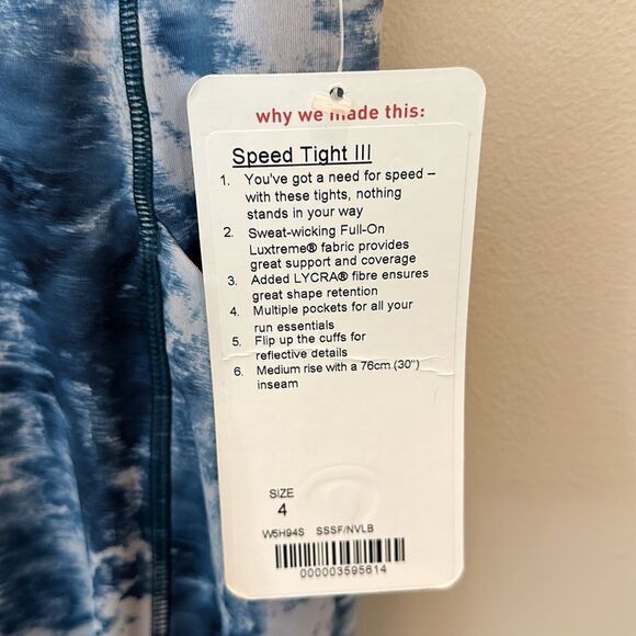 New Lululemon Speed Tight III Leggings - Picture 2 of 8